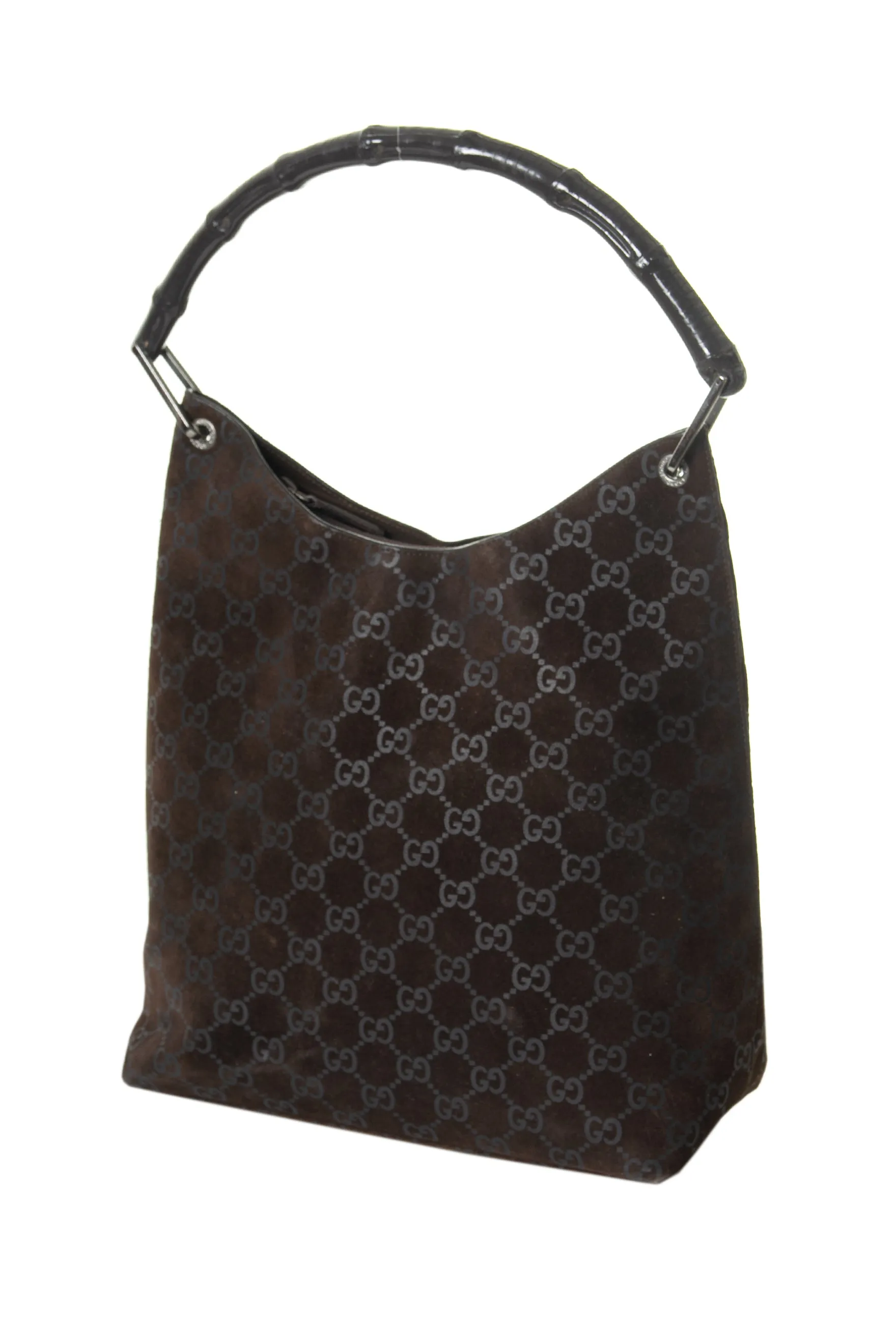 Suede Bag with Bamboo Handle