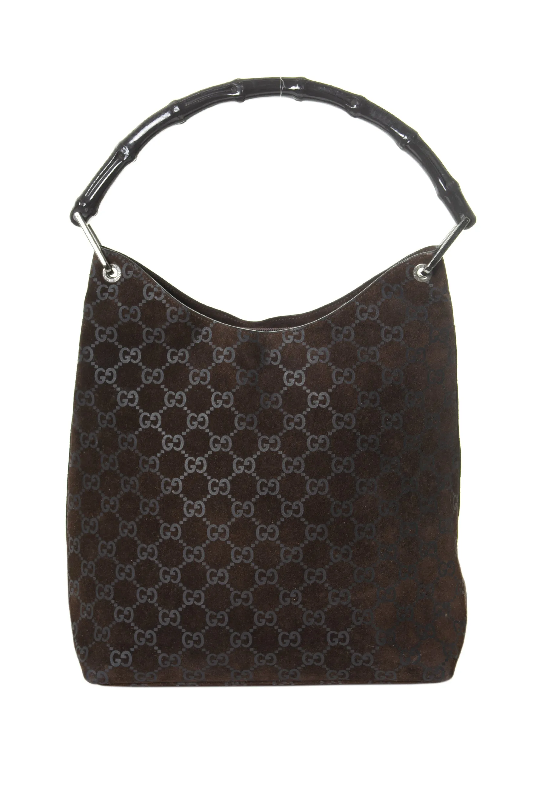 Suede Bag with Bamboo Handle