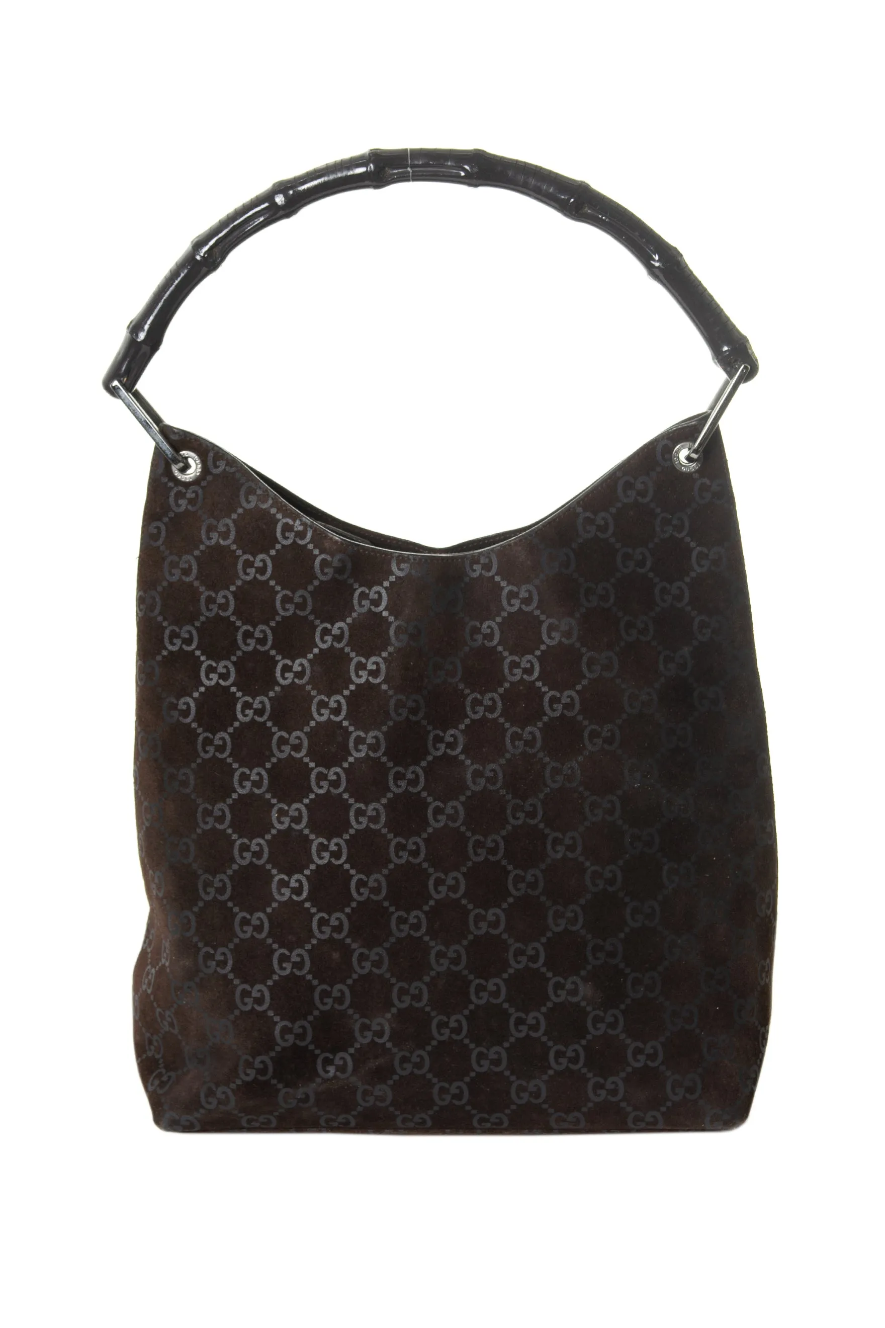 Suede Bag with Bamboo Handle