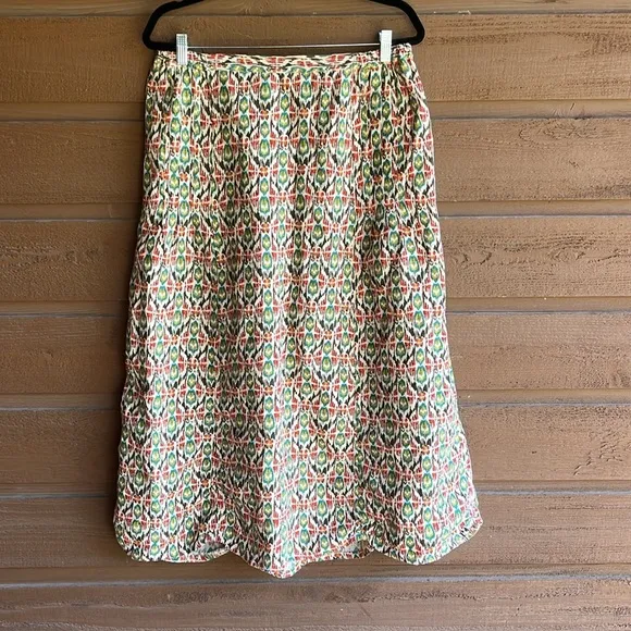 Sundance 100% Linen skirt size L Southwestern design. Fall colors. EUC