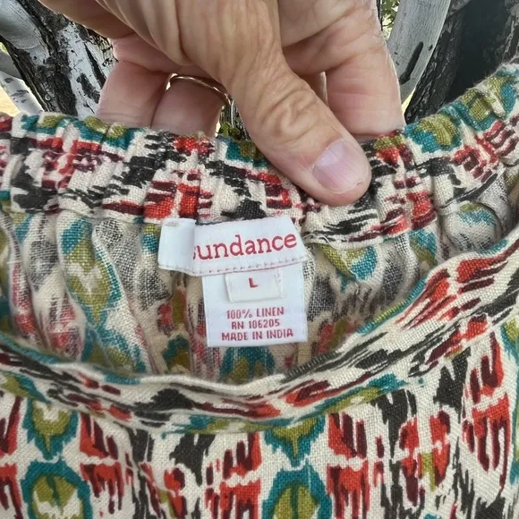 Sundance 100% Linen skirt size L Southwestern design. Fall colors. EUC