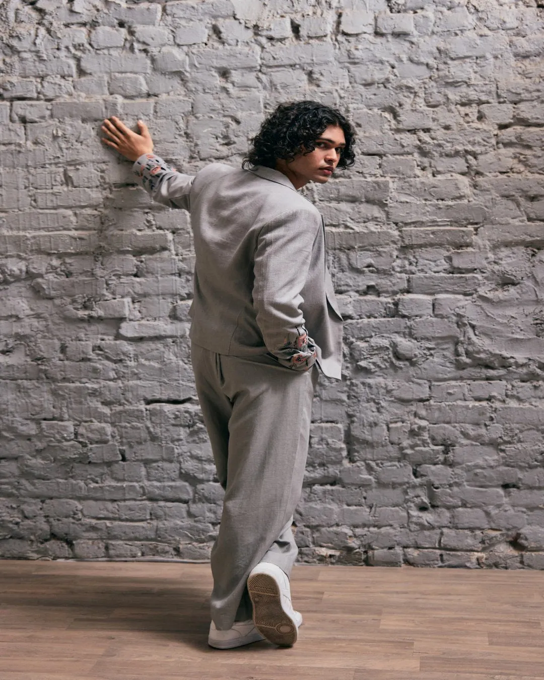 Sunny Kaushal in Kenzi- Grey Linen Open Jacket Set