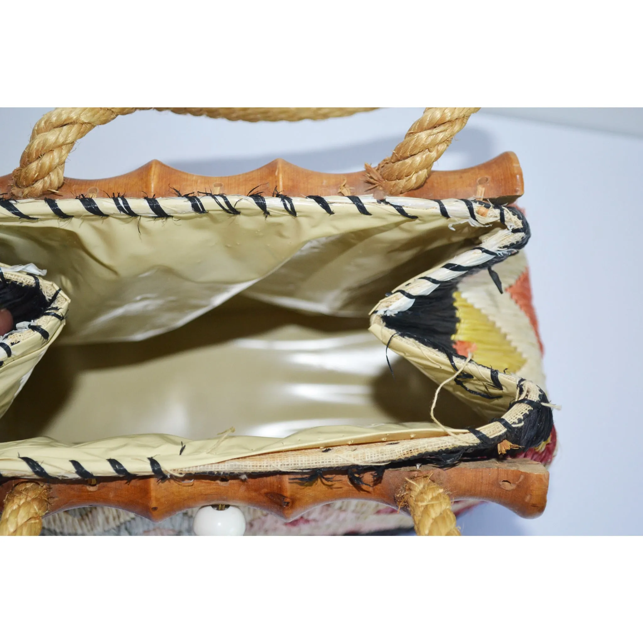 Synthetic Straw & Bamboo Purse