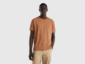T-SHIRT IN LINEN BLEND WITH POCKET
