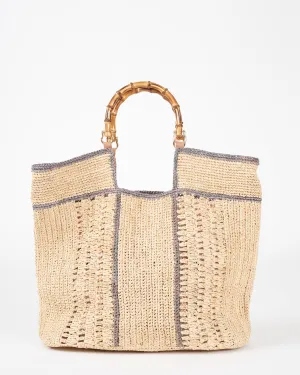 tampico bic tote with bamboo handles - naturel lagon