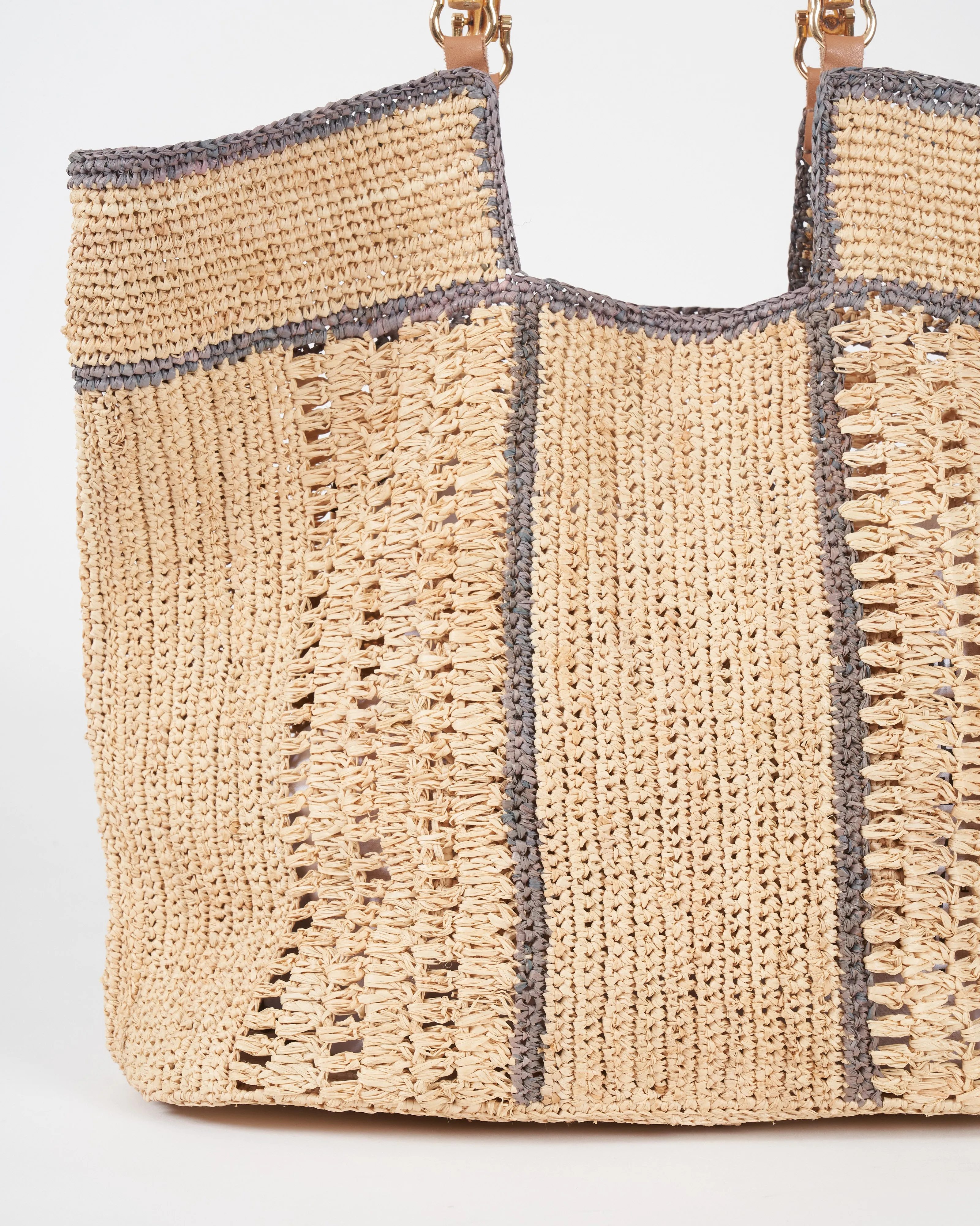 tampico bic tote with bamboo handles - naturel lagon