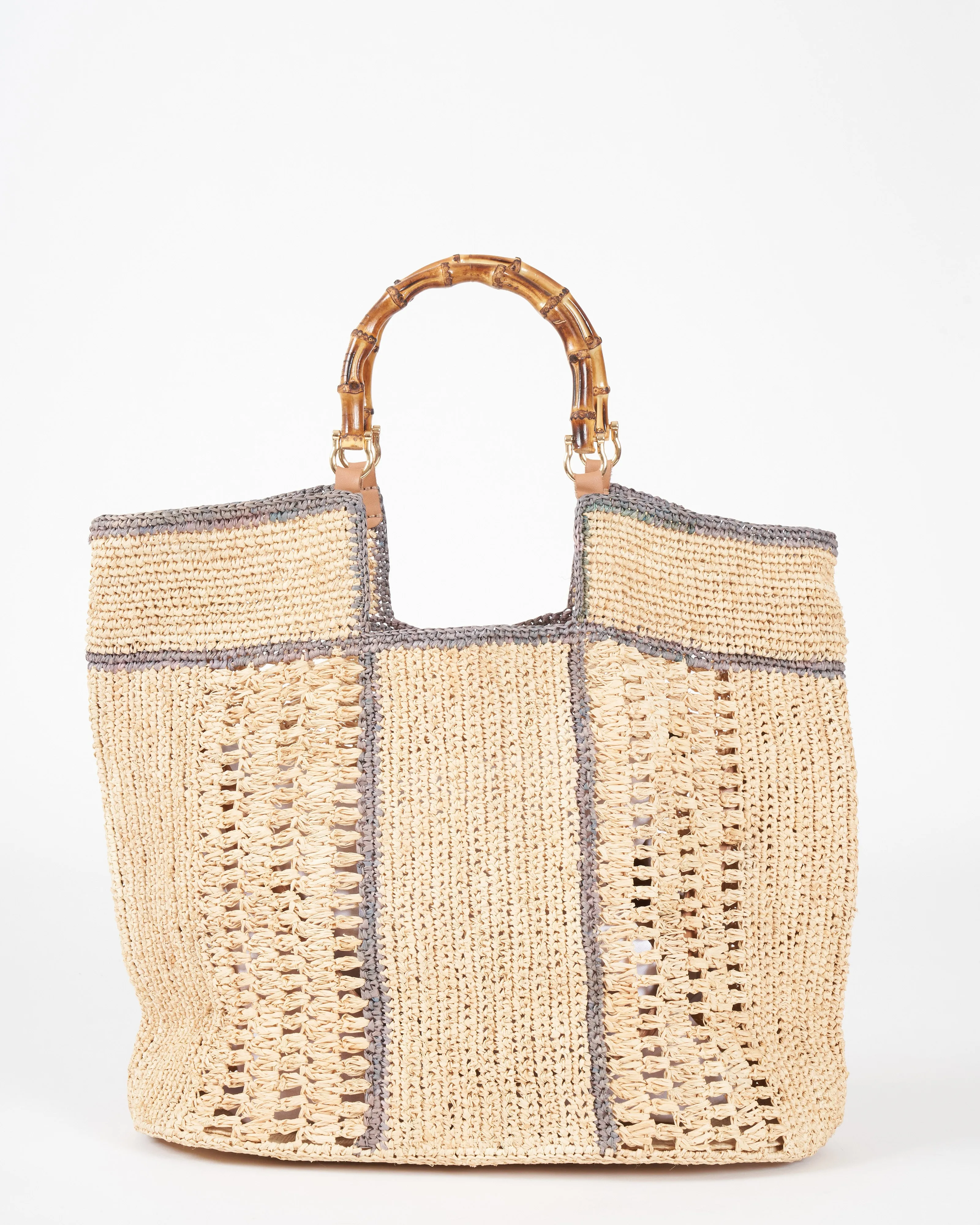 tampico bic tote with bamboo handles - naturel lagon
