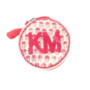The India Round - Pink and White - Monogrammed