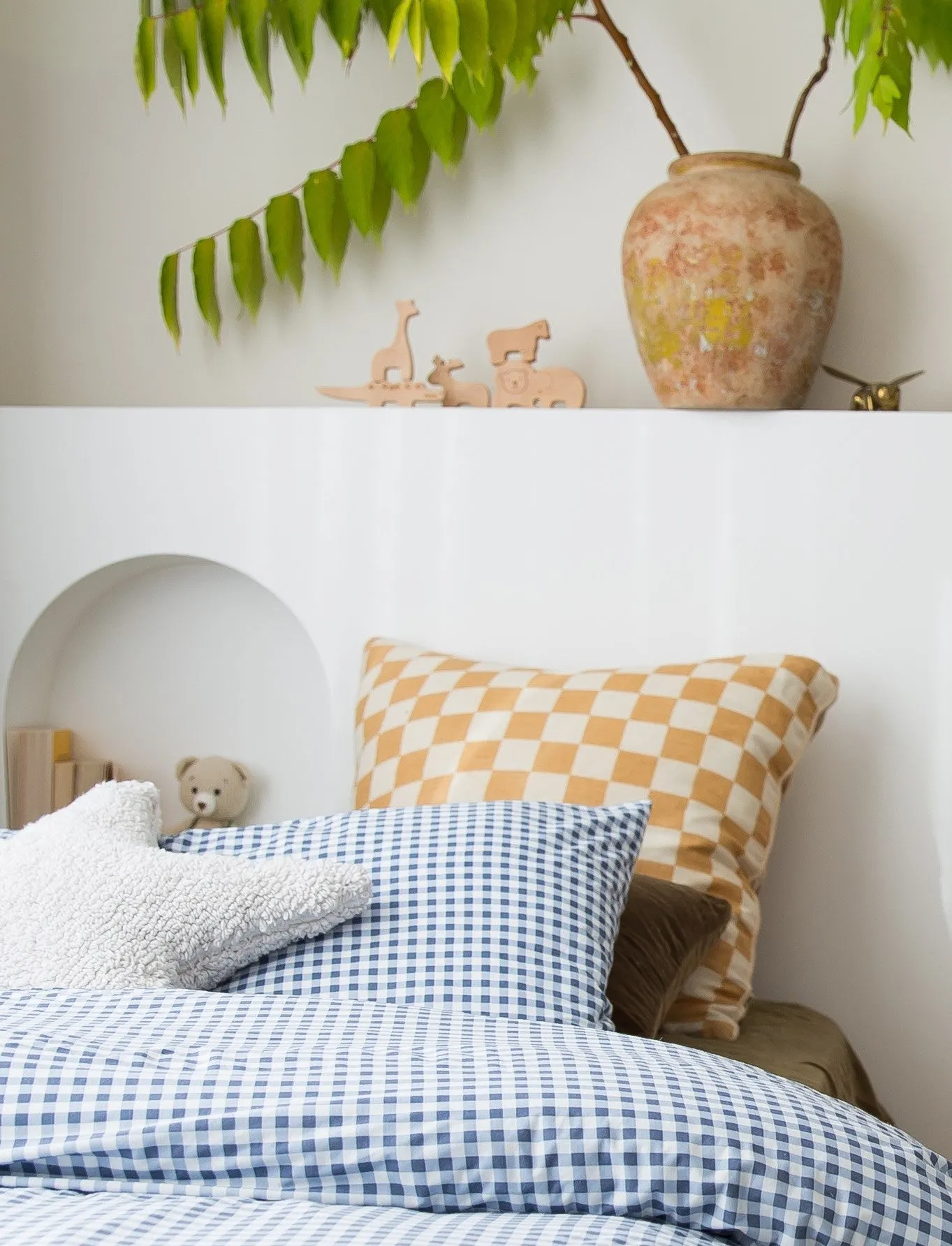 The Midnight Gang Dusty Blue Gingham Waterproof Pillow Case
