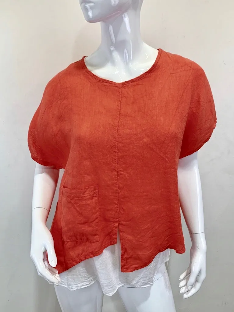 the WAILUKU layered Linen/cotton Top