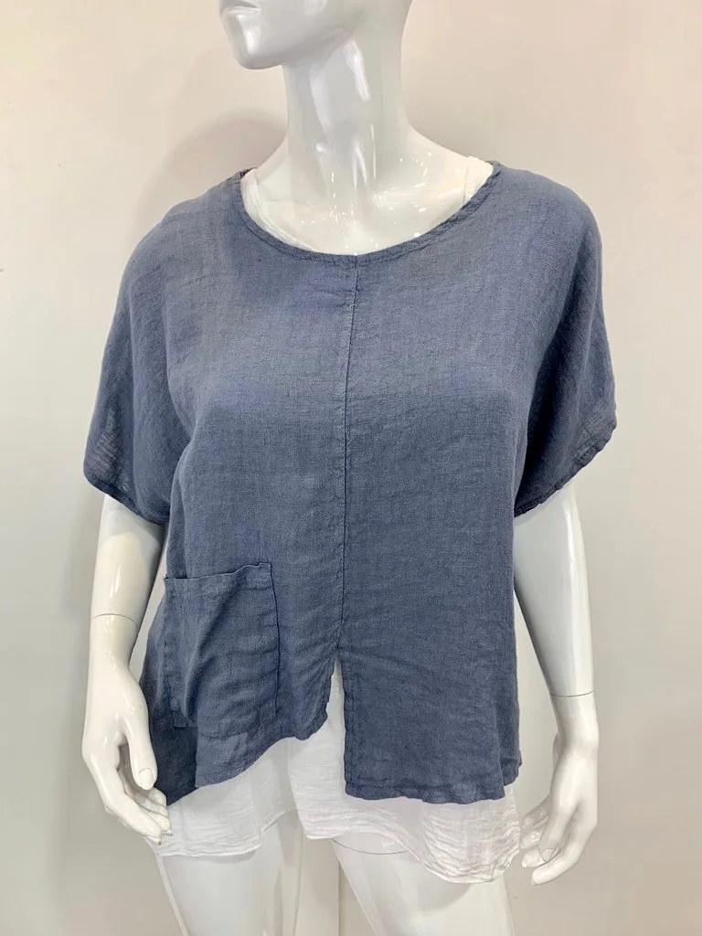 the WAILUKU layered Linen/cotton Top
