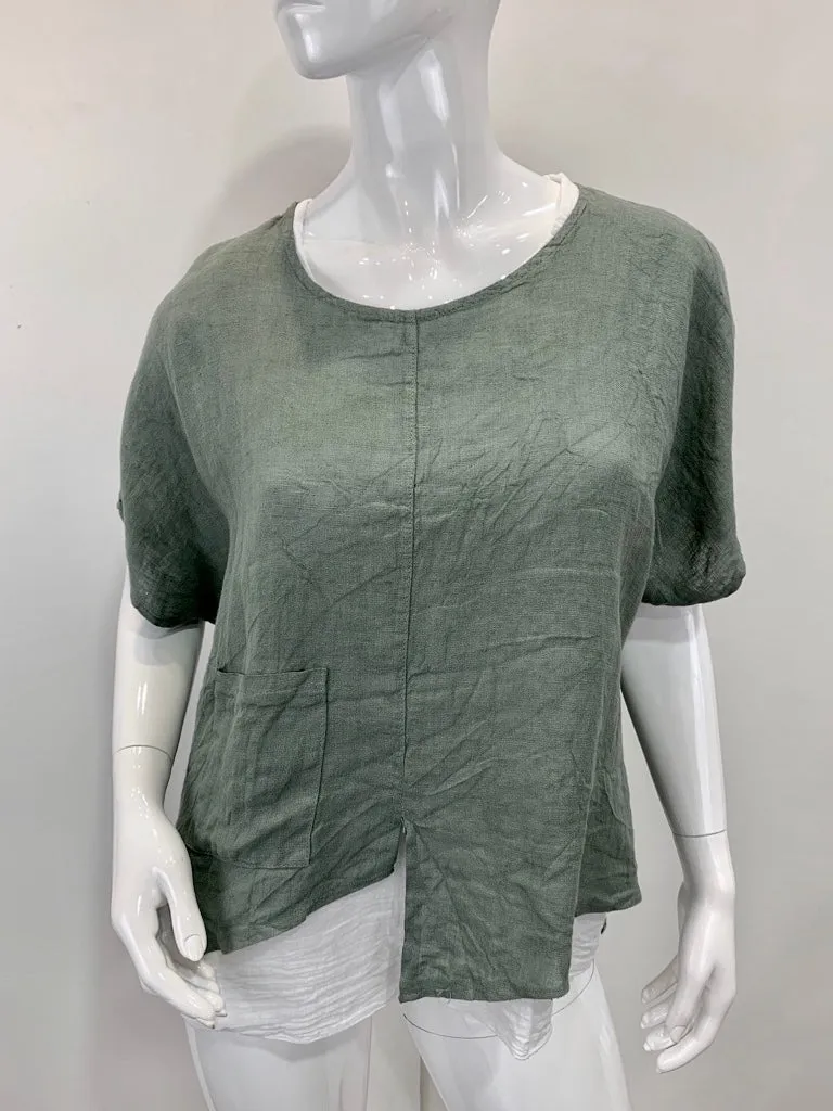 the WAILUKU layered Linen/cotton Top