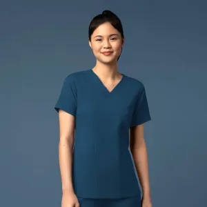 Thrive 6122 Fitted 3-Pocket V-Neck Scrub Top Caribbean Blue