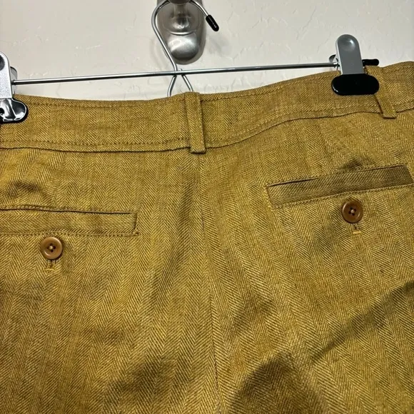 Tibi 100% Linen Brown Gold Lightweight Pockets Shorts Size 6