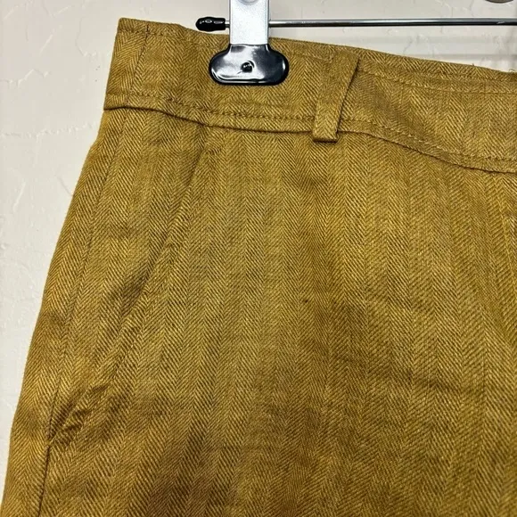 Tibi 100% Linen Brown Gold Lightweight Pockets Shorts Size 6