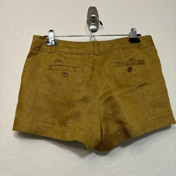 Tibi 100% Linen Brown Gold Lightweight Pockets Shorts Size 6