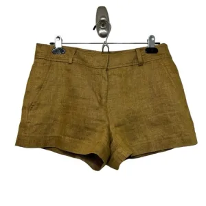 Tibi 100% Linen Brown Gold Lightweight Pockets Shorts Size 6