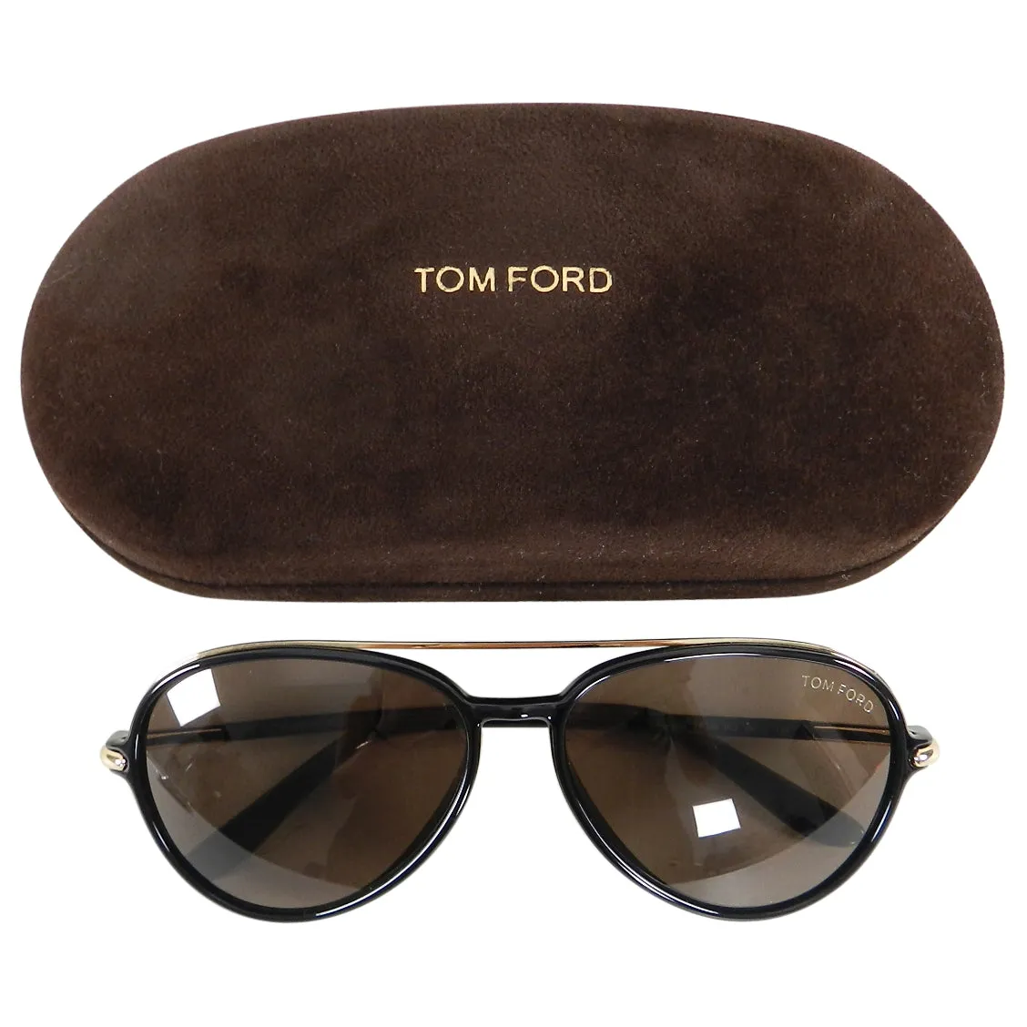 Tom Ford TF149 Ramone Black Frame Aviator Sunglasses with Gold Trim