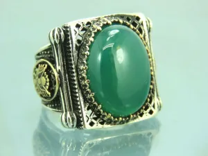 Turkish Handmade Jewelry 925 Sterling Silver Agate Stone Imperial Mens Rings