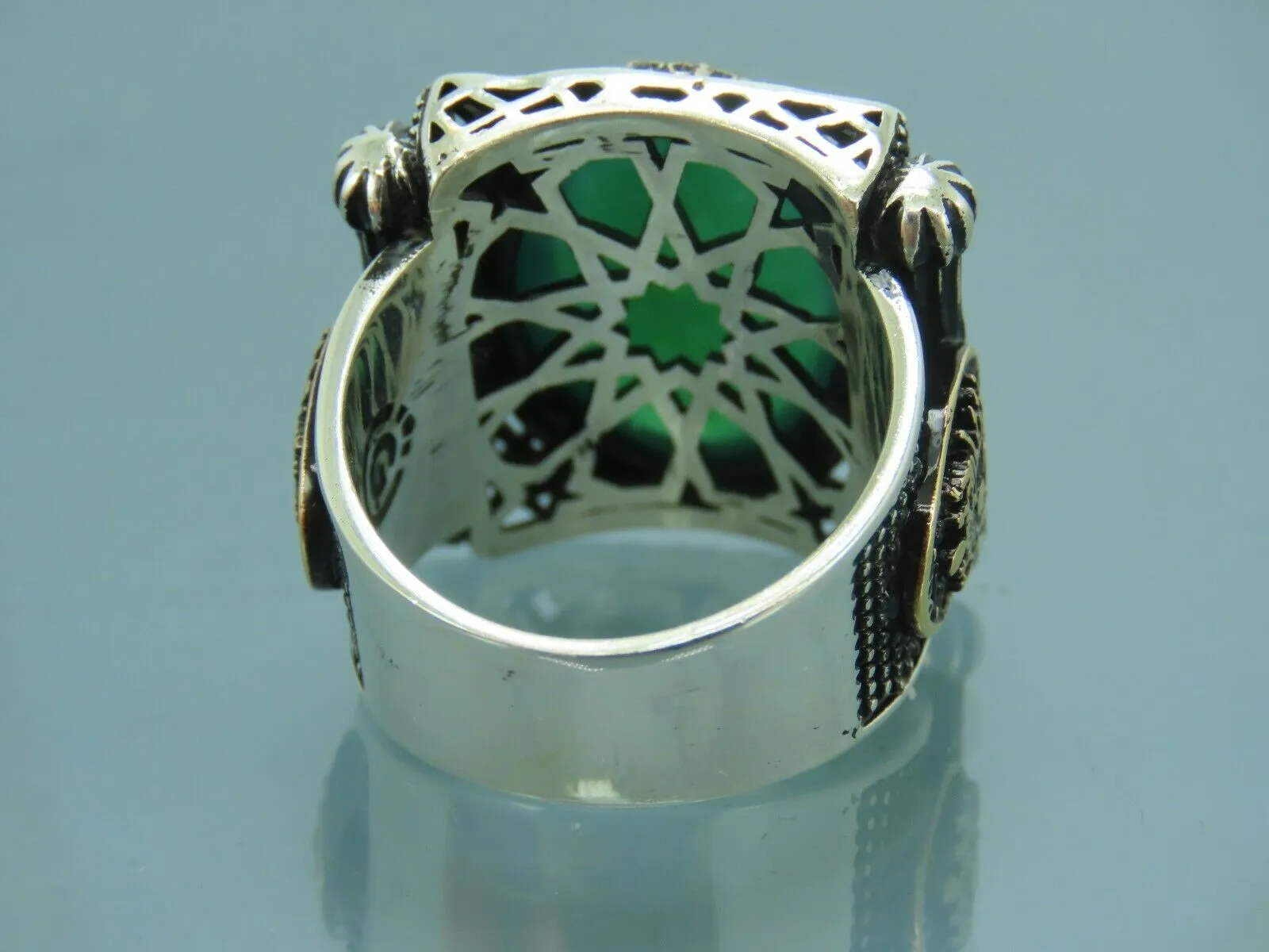 Turkish Handmade Jewelry 925 Sterling Silver Agate Stone Imperial Mens Rings