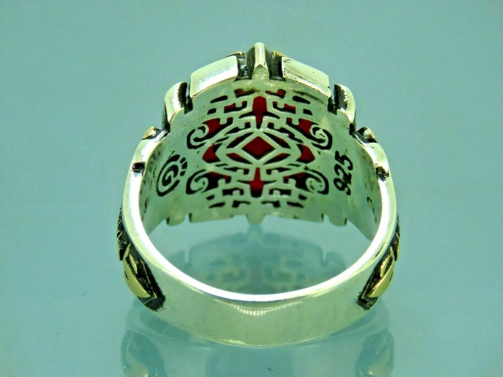 Turkish Handmade Jewelry 925 Sterling Silver Agate Stone Mens Rings