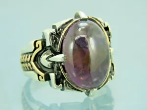 Turkish Handmade Jewelry 925 Sterling Silver Amethyst Stone Antique Mens Rings