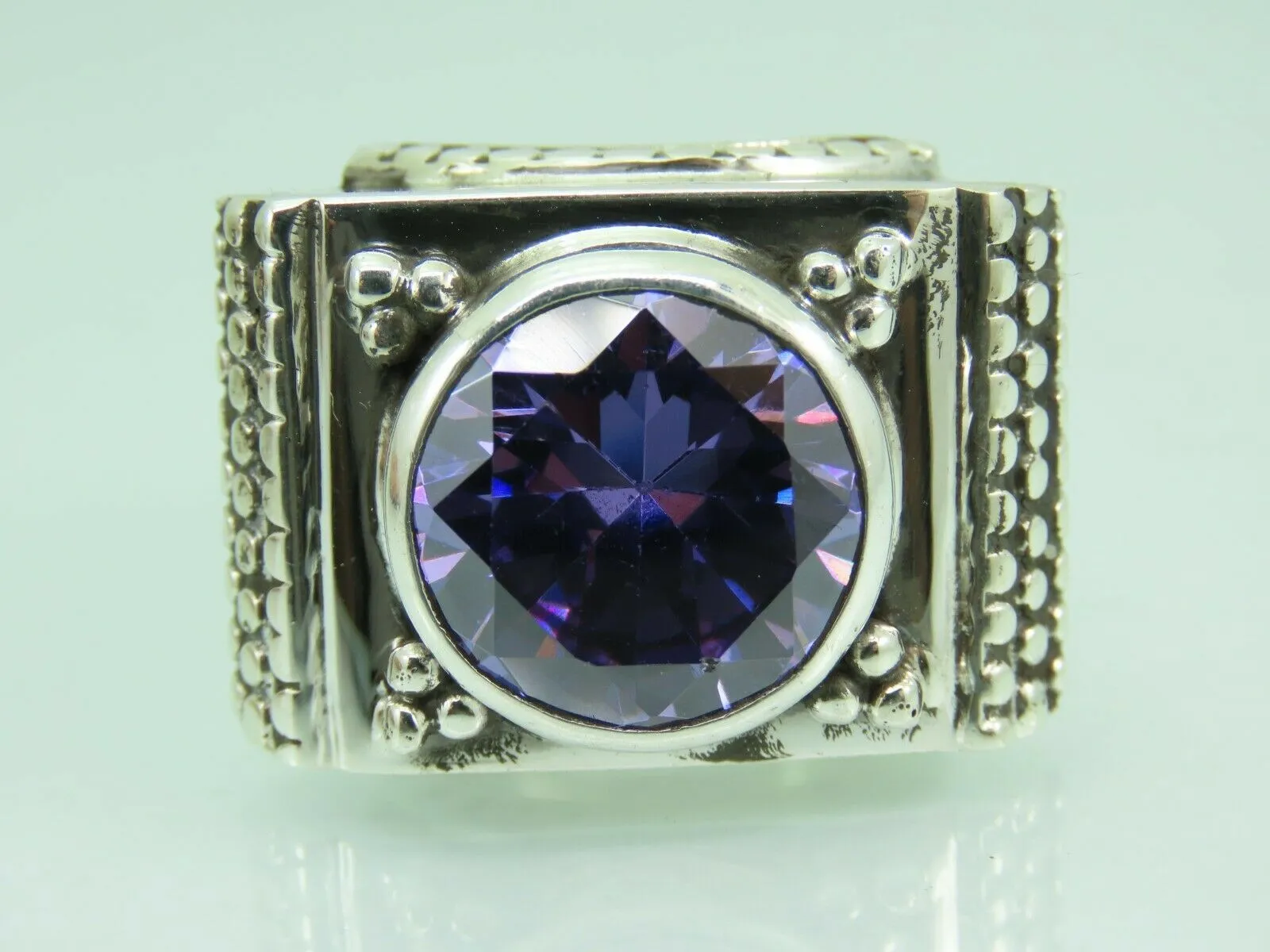 Turkish Handmade Jewelry 925 Sterling Silver Amethyst Stone Mens Rings