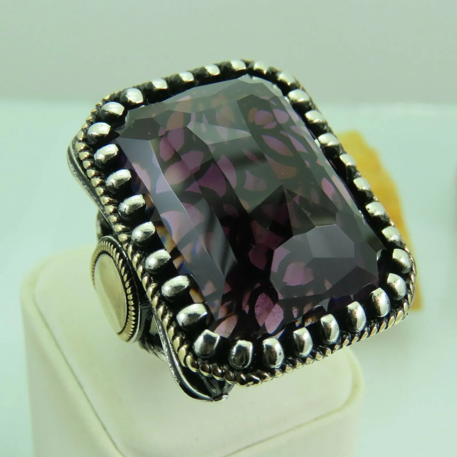 Turkish Handmade Jewelry 925 Sterling Silver Amethyst Stone Mens Rings