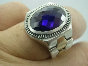 Turkish Handmade Jewelry 925 Sterling Silver Amethyst Stone Mens Rings