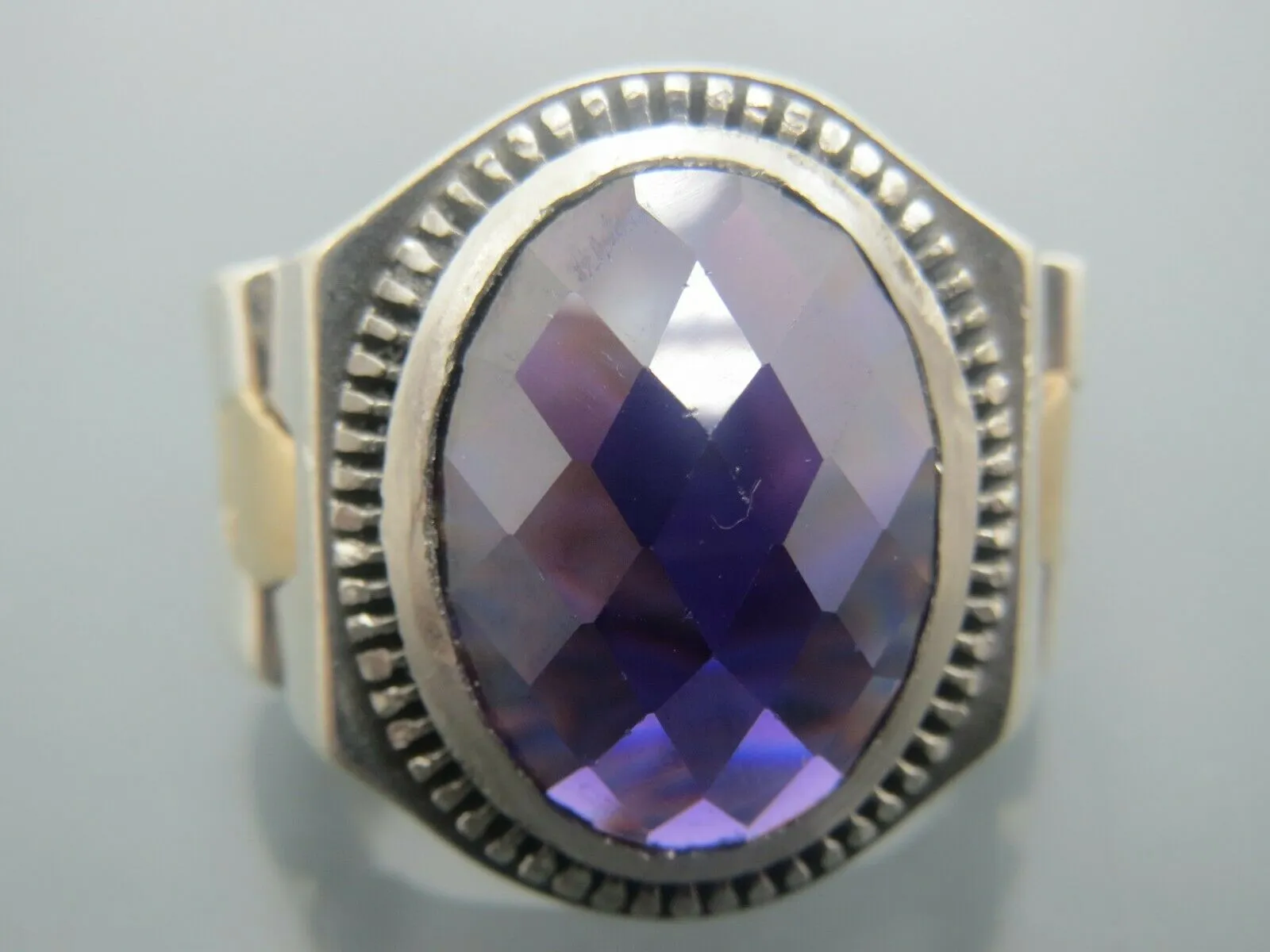 Turkish Handmade Jewelry 925 Sterling Silver Amethyst Stone Mens Rings