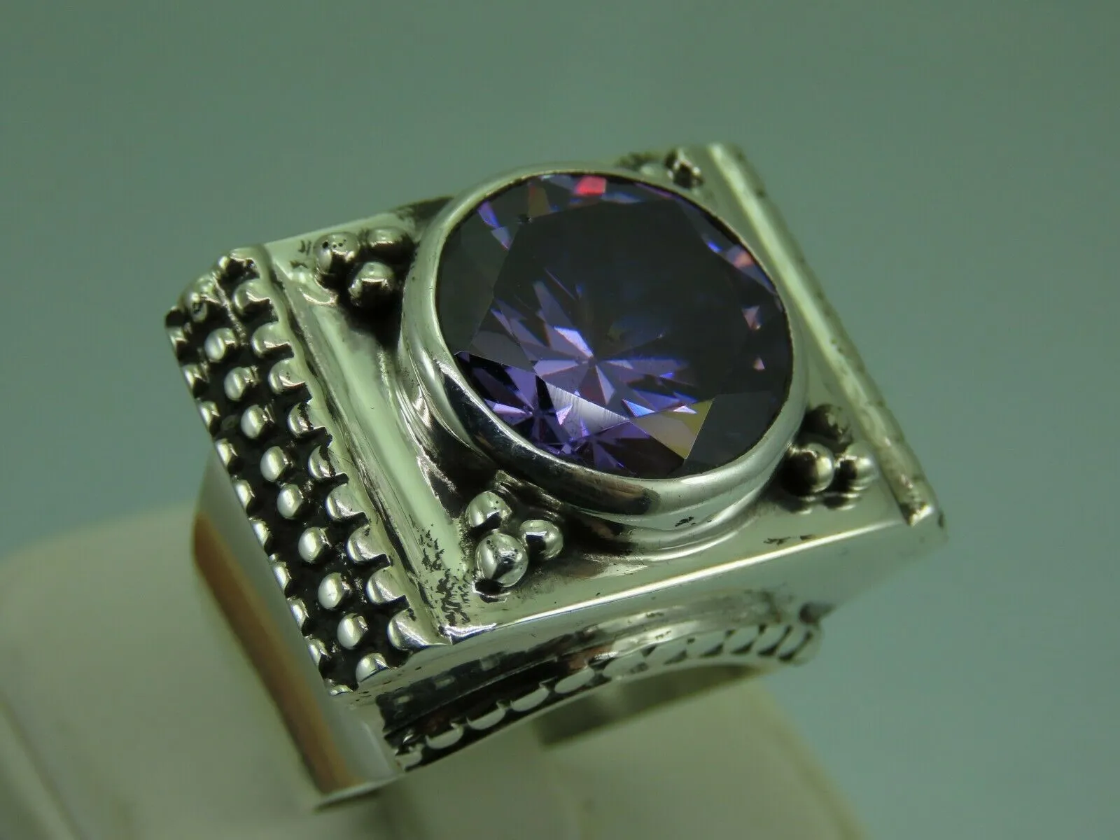 Turkish Handmade Jewelry 925 Sterling Silver Amethyst Stone Mens Rings