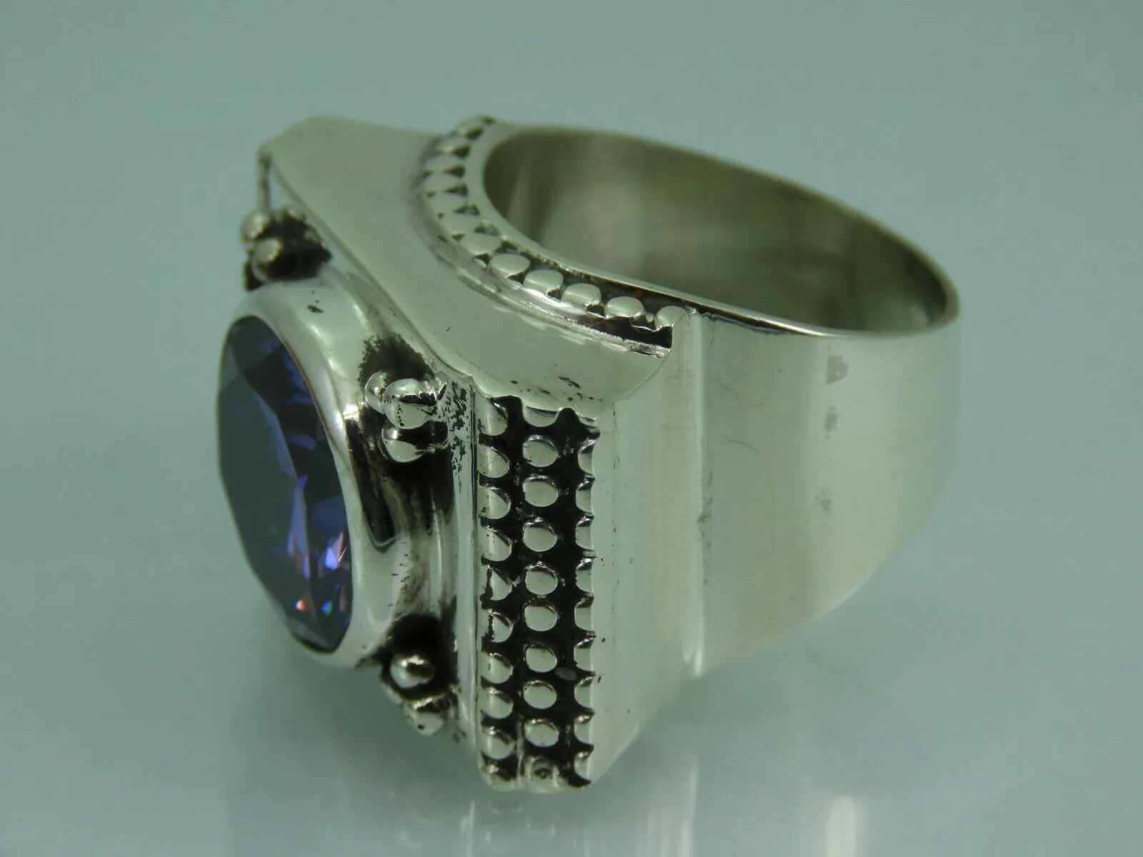 Turkish Handmade Jewelry 925 Sterling Silver Amethyst Stone Mens Rings