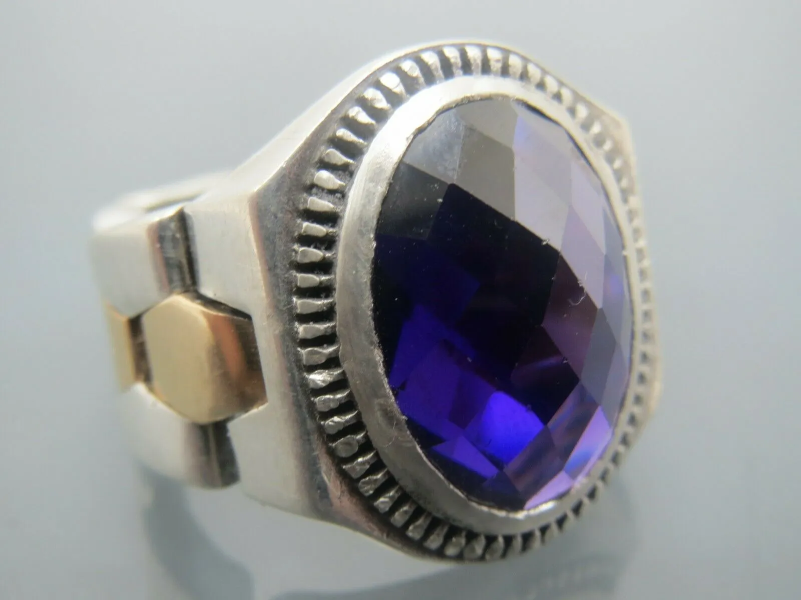 Turkish Handmade Jewelry 925 Sterling Silver Amethyst Stone Mens Rings