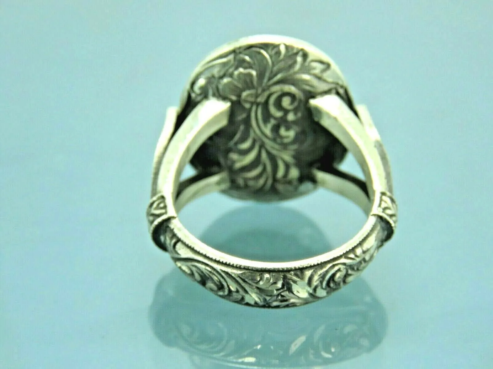 Turkish Handmade Jewelry 925 Sterling Silver Aquamarine Stone Mens Rings