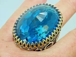 Turkish Handmade Jewelry 925 Sterling Silver Aquamarine Stone Men's Rings