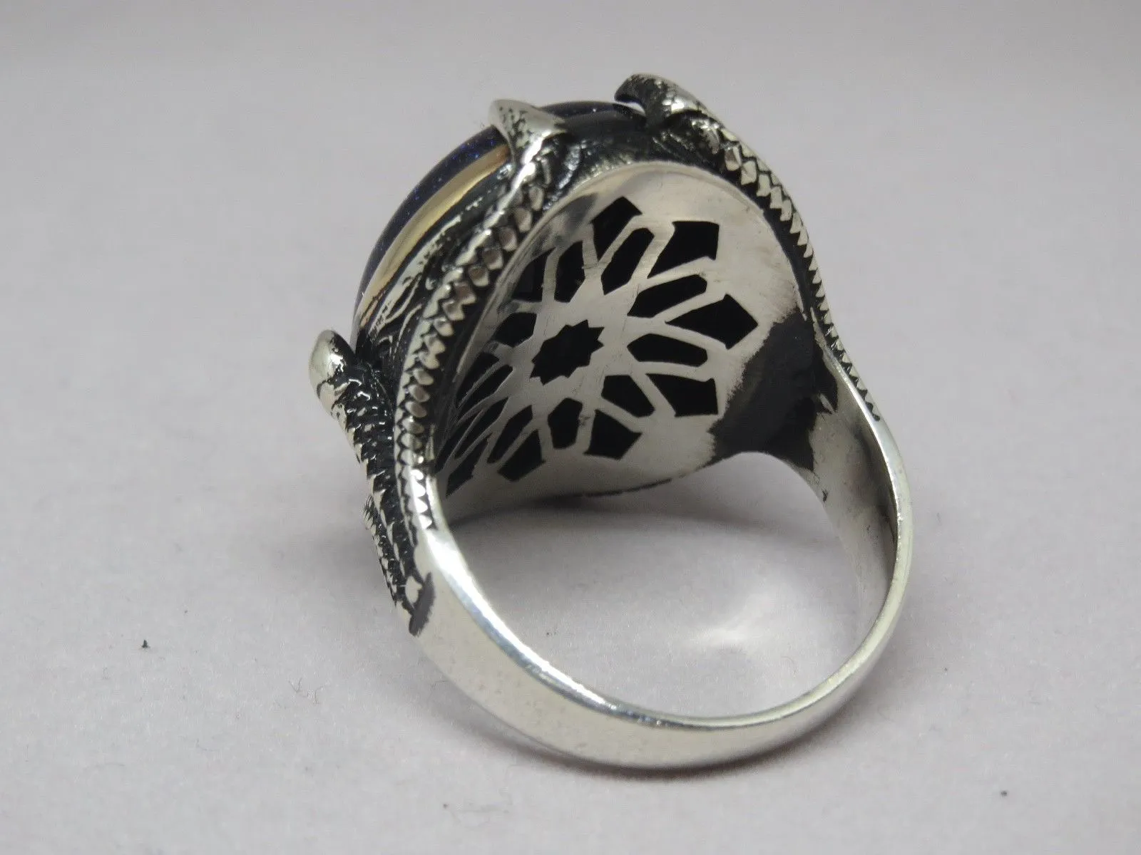 Turkish Handmade Jewelry 925 Sterling Silver Aventurine Stone Mens Rings