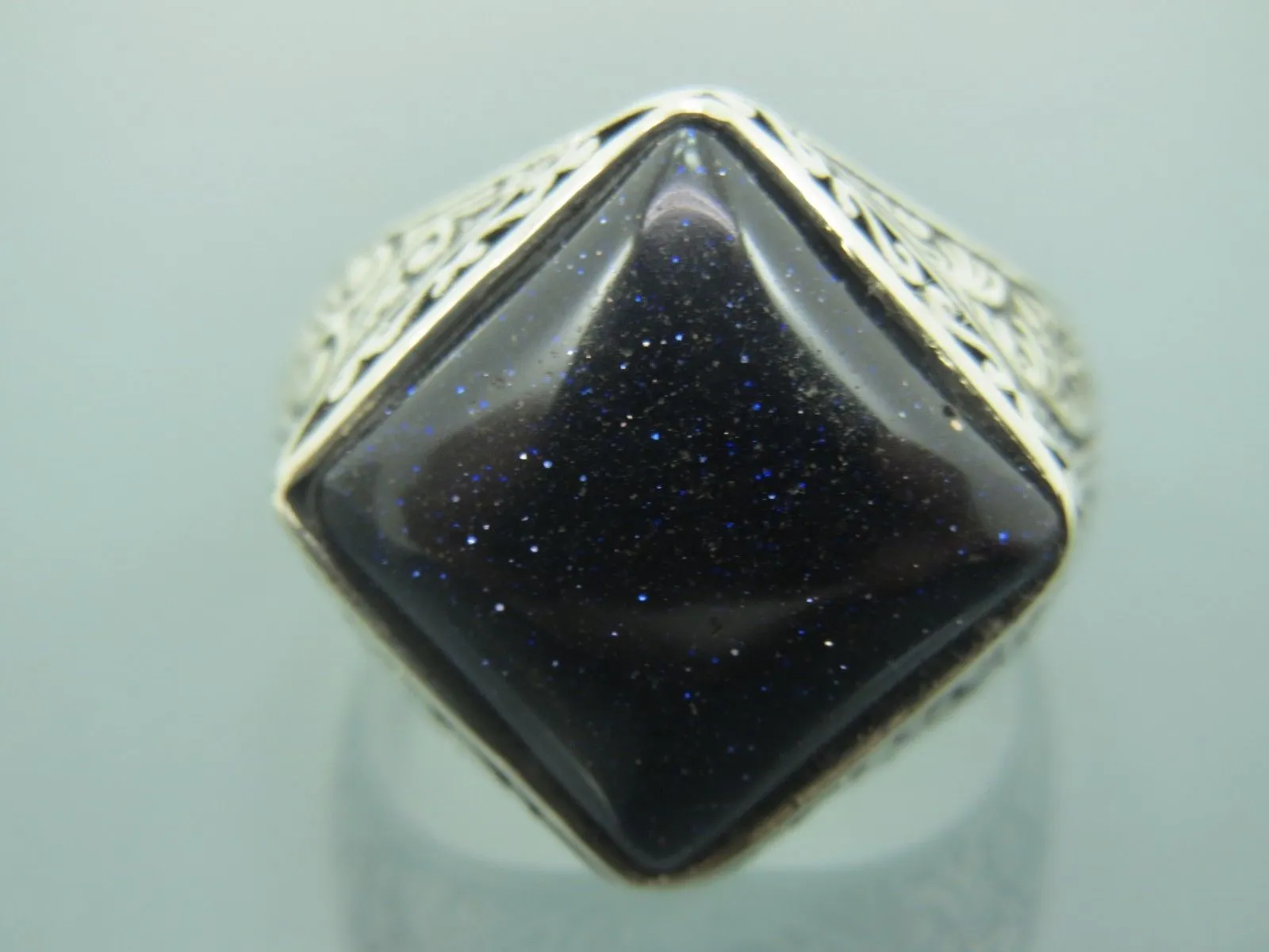 Turkish Handmade Jewelry 925 Sterling Silver Aventurine Stone Mens Rings