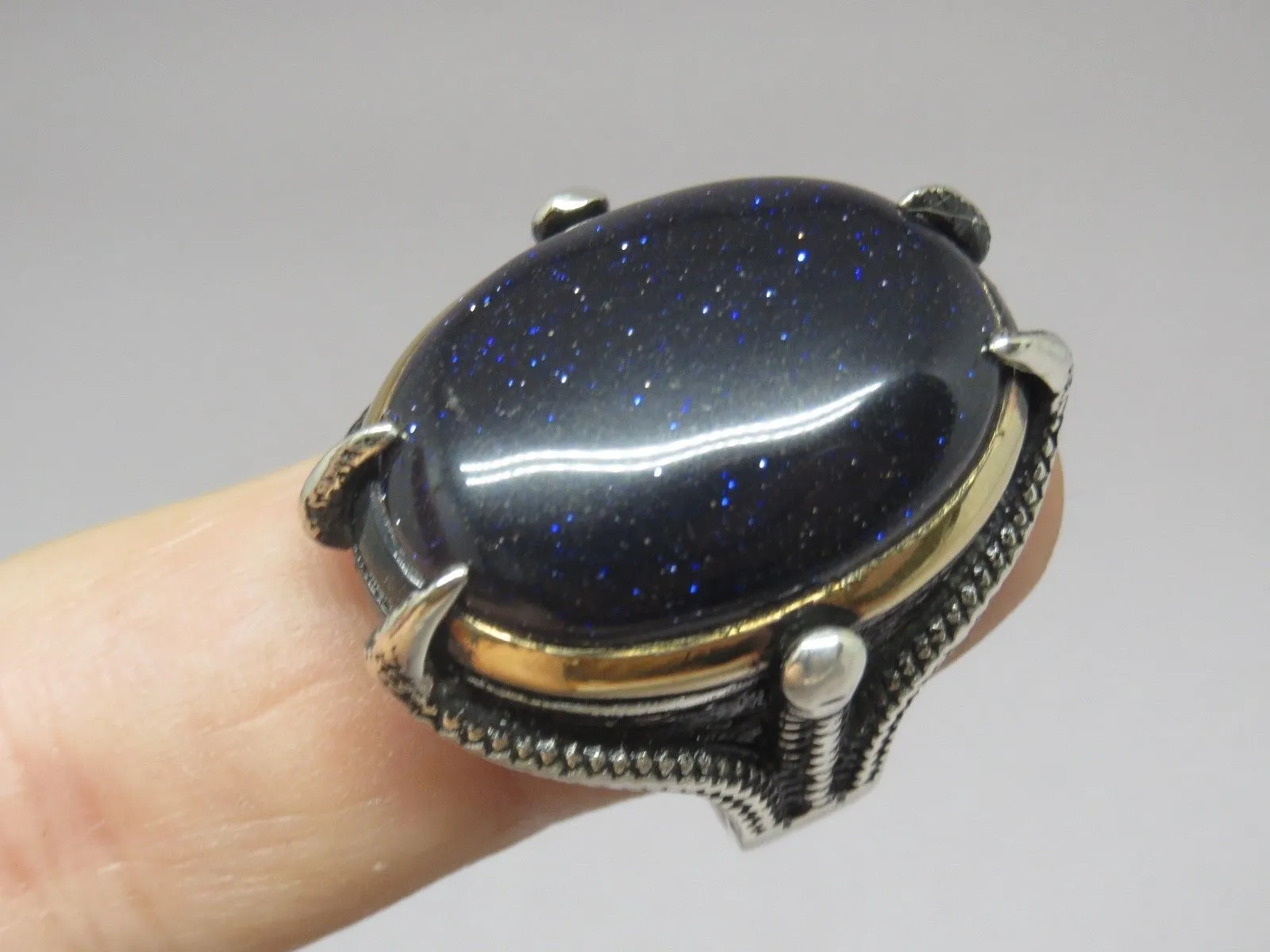 Turkish Handmade Jewelry 925 Sterling Silver Aventurine Stone Mens Rings