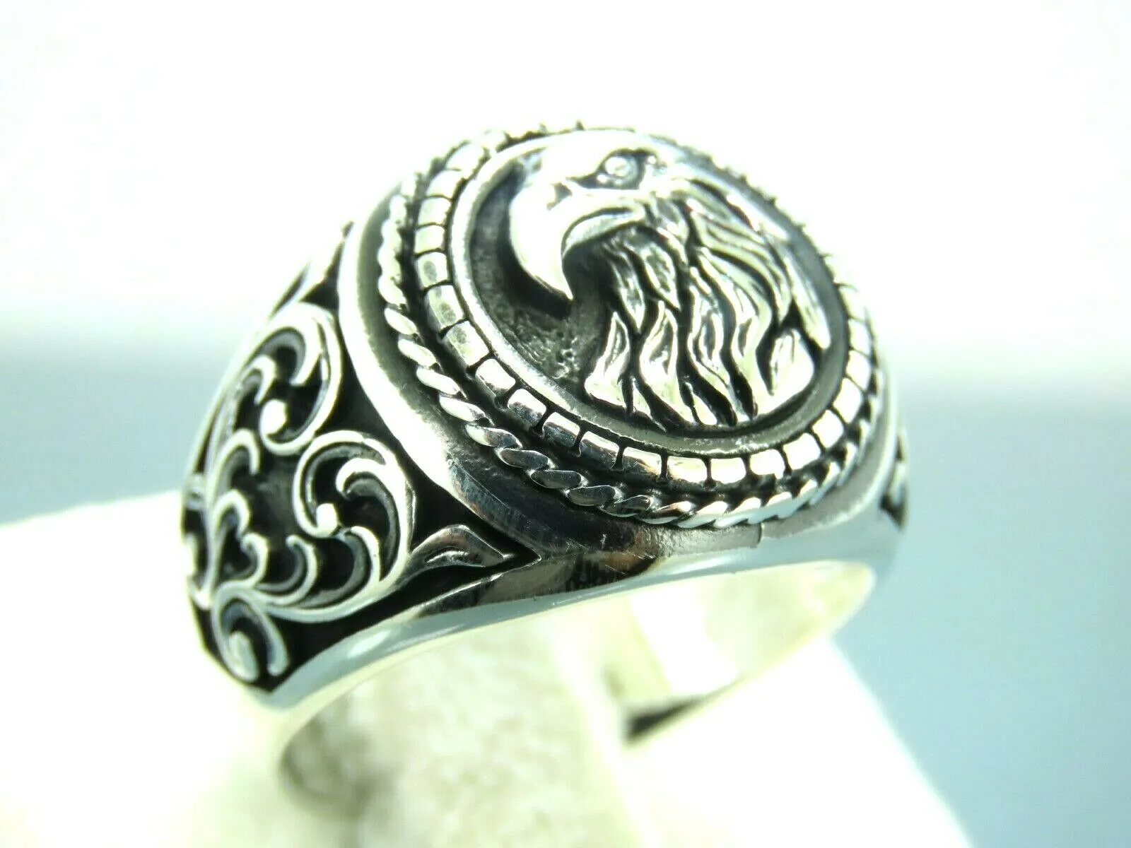 Turkish Handmade Jewelry 925 Sterling Silver Eagle Design Mens Rings