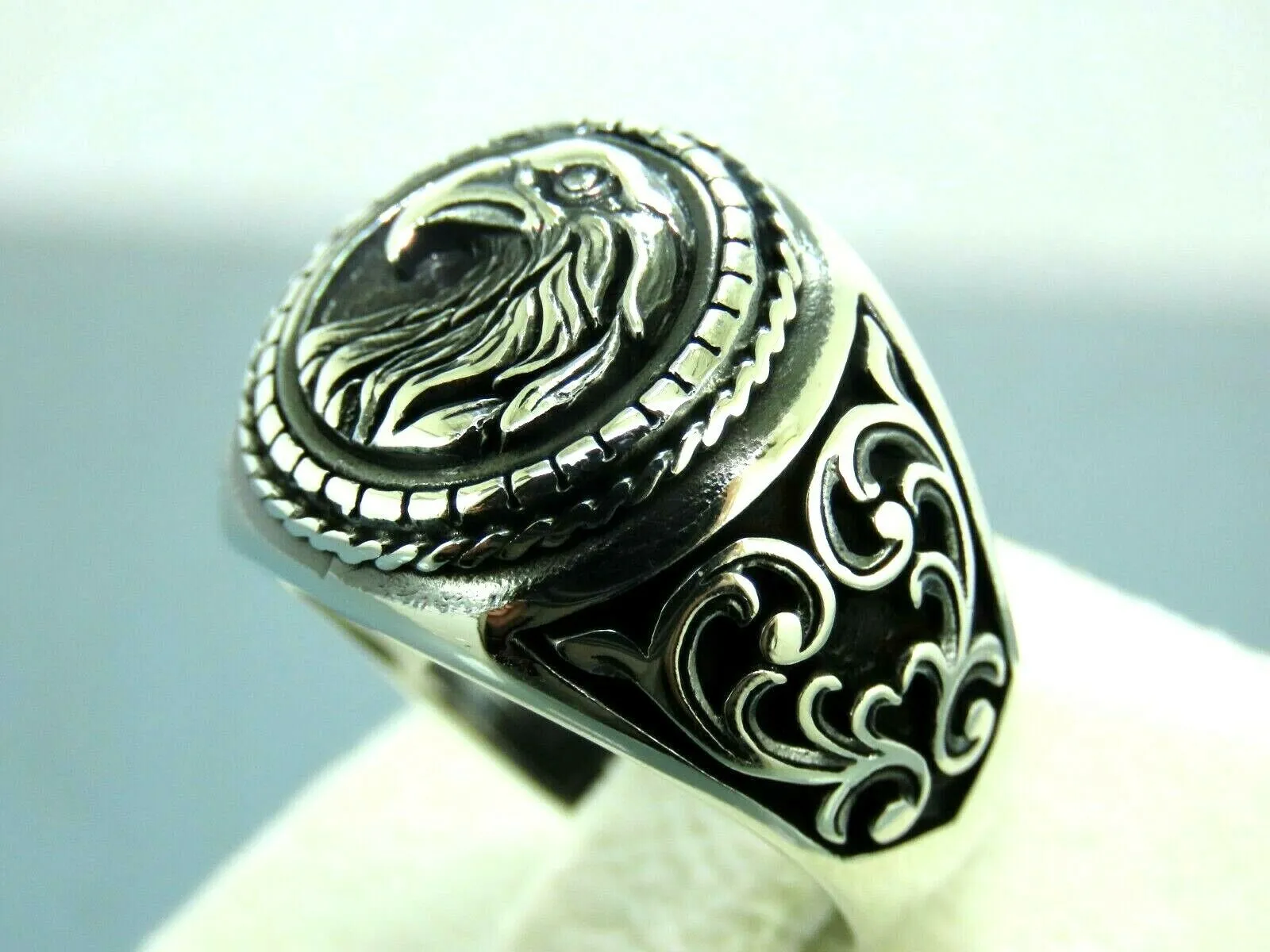 Turkish Handmade Jewelry 925 Sterling Silver Eagle Design Mens Rings