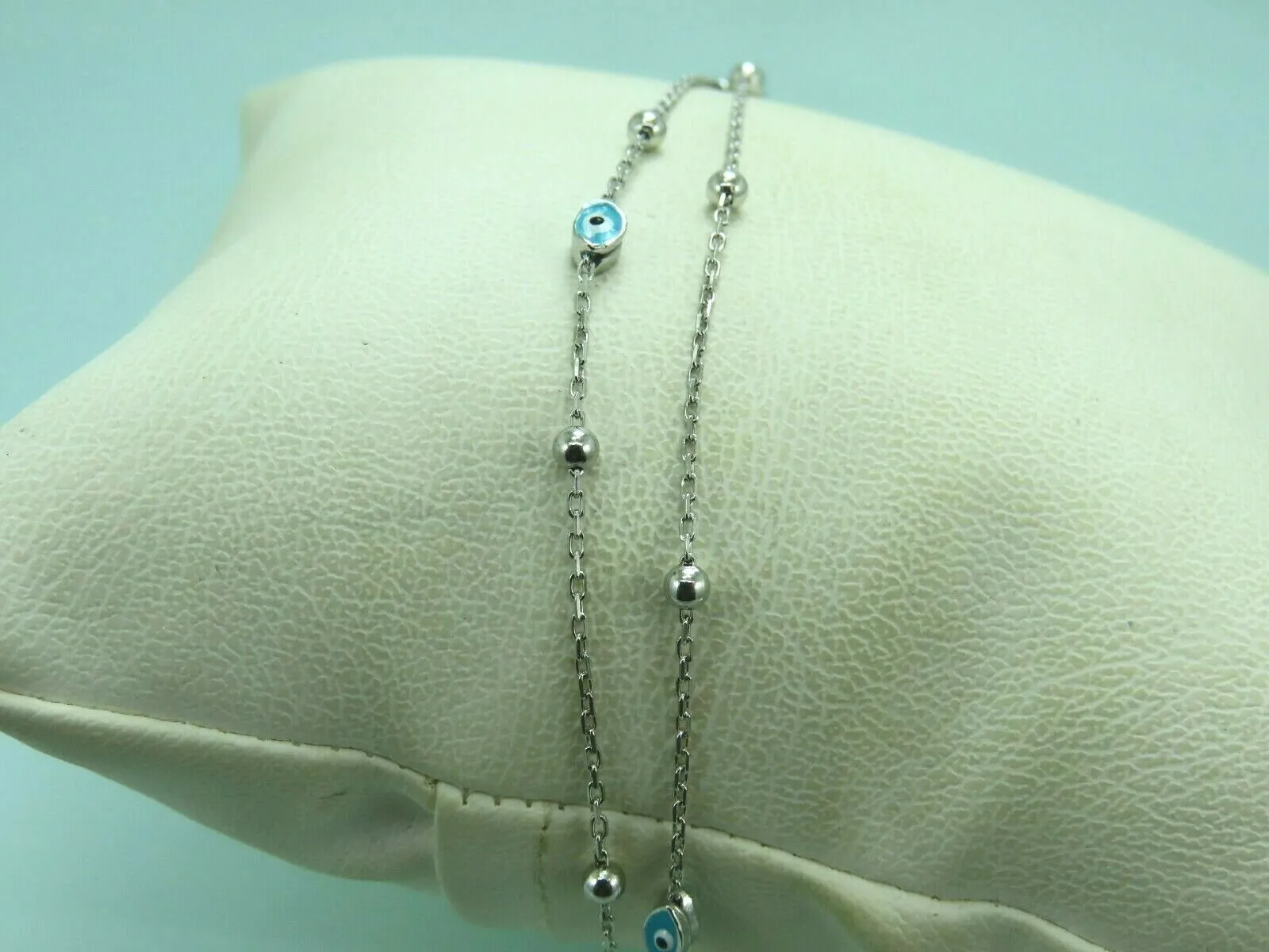Turkish Handmade Jewelry 925 Sterling Silver Evil Eye Stone Womens Bracelet