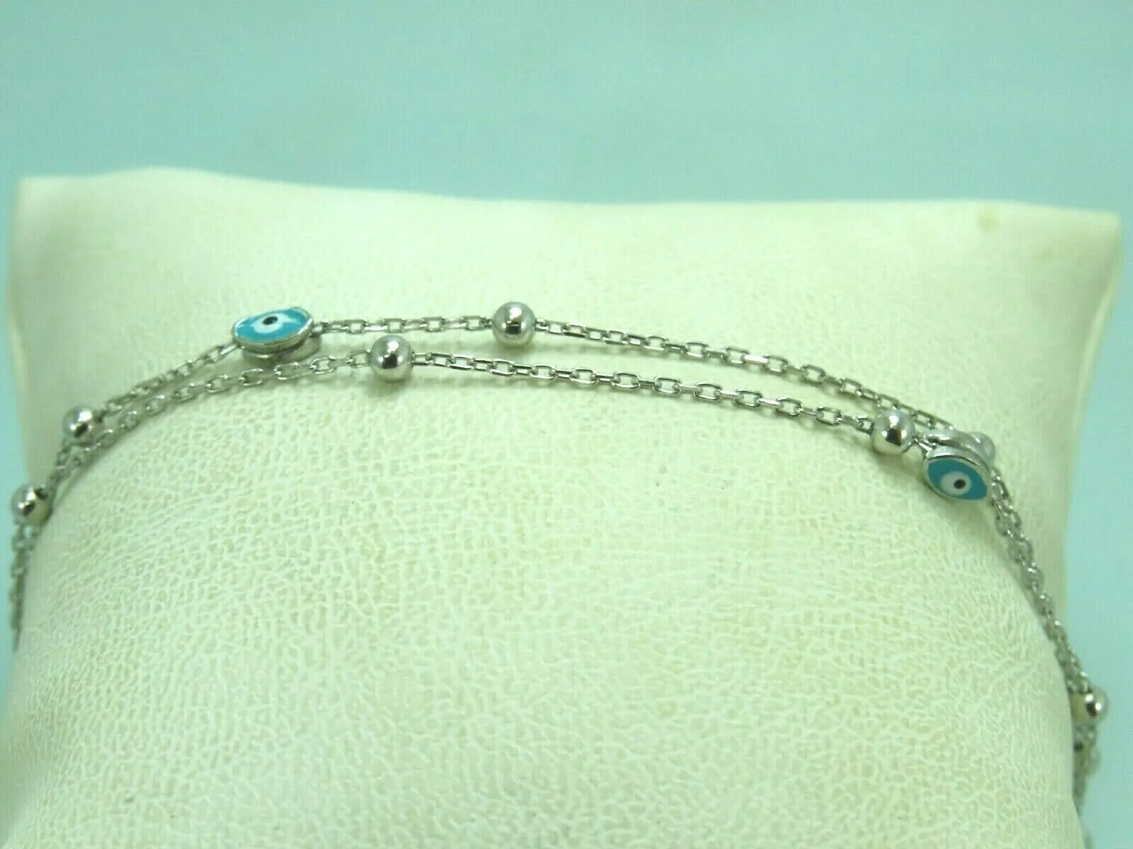 Turkish Handmade Jewelry 925 Sterling Silver Evil Eye Stone Womens Bracelet