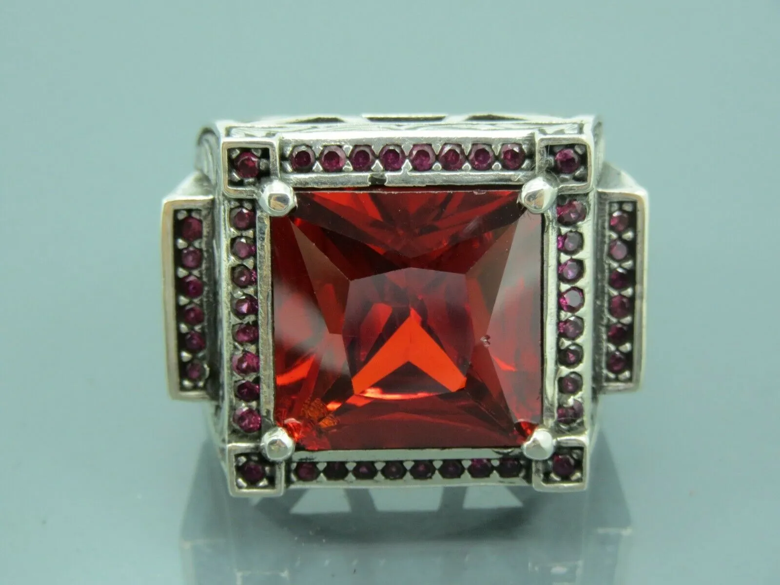 Turkish Handmade Jewelry 925 Sterling Silver Garnet Stone Mens Rings