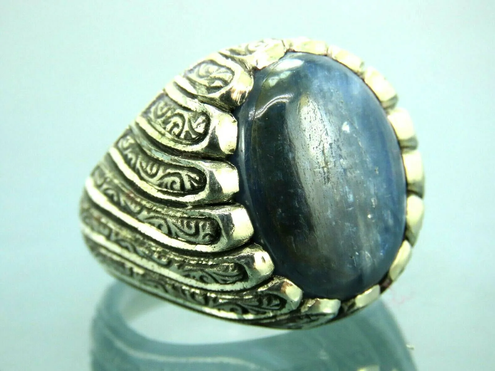 Turkish Handmade Jewelry 925 Sterling Silver Labradorite Stone Men's Rings