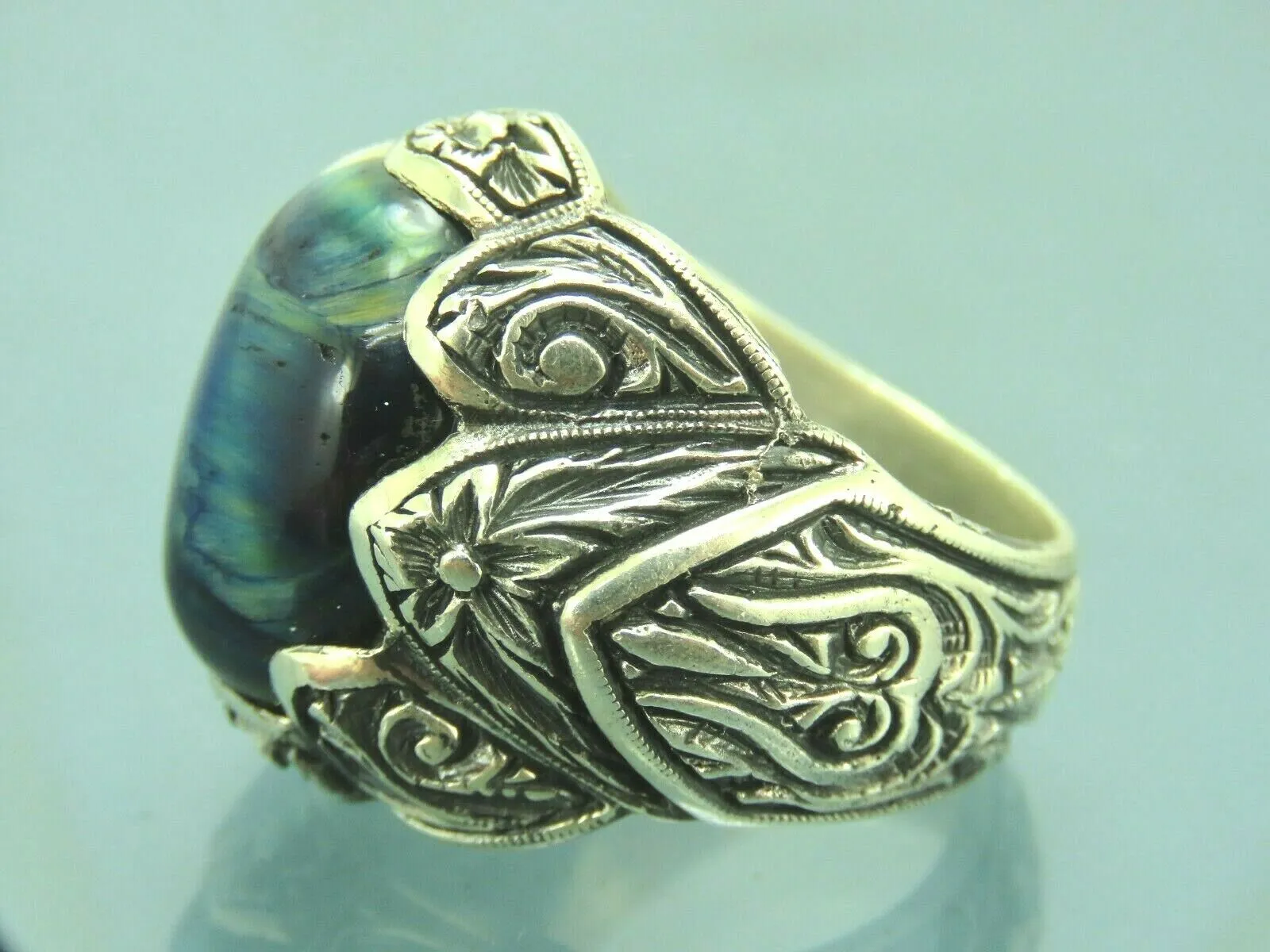 Turkish Handmade Jewelry 925 Sterling Silver Labradorite Stone Men's Rings