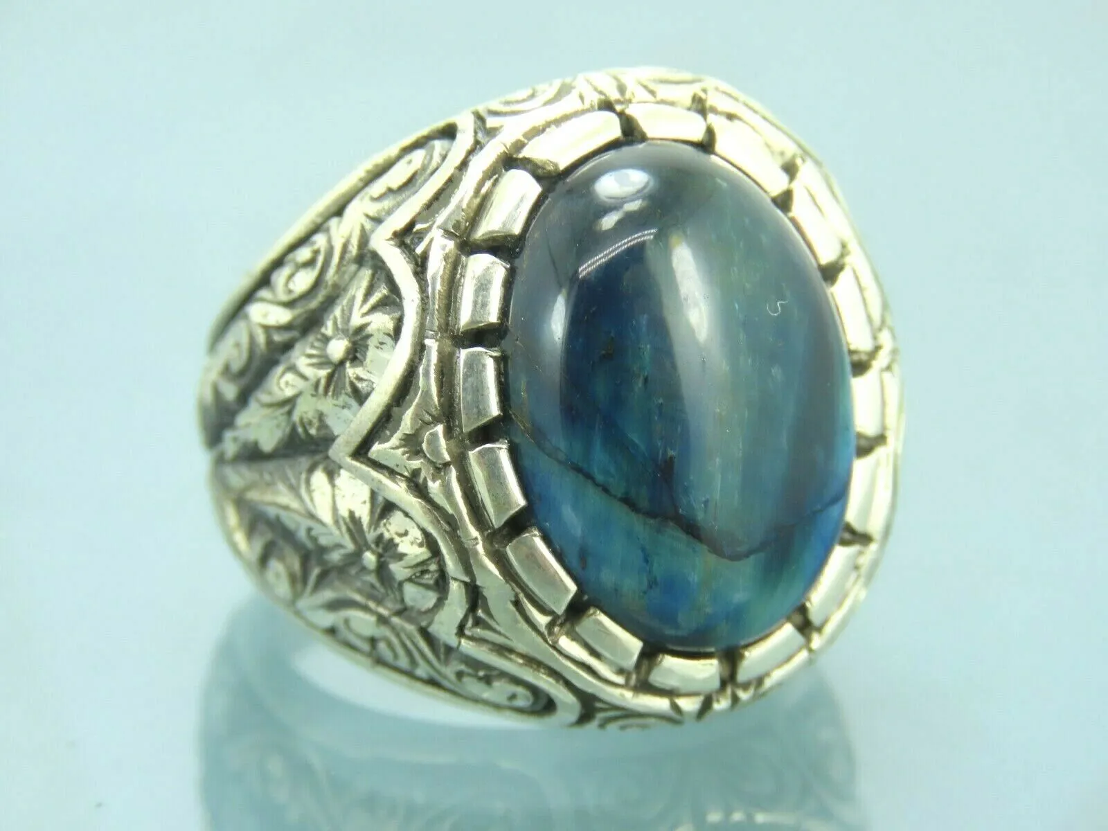 Turkish Handmade Jewelry 925 Sterling Silver Labradorite Stone Men's Rings