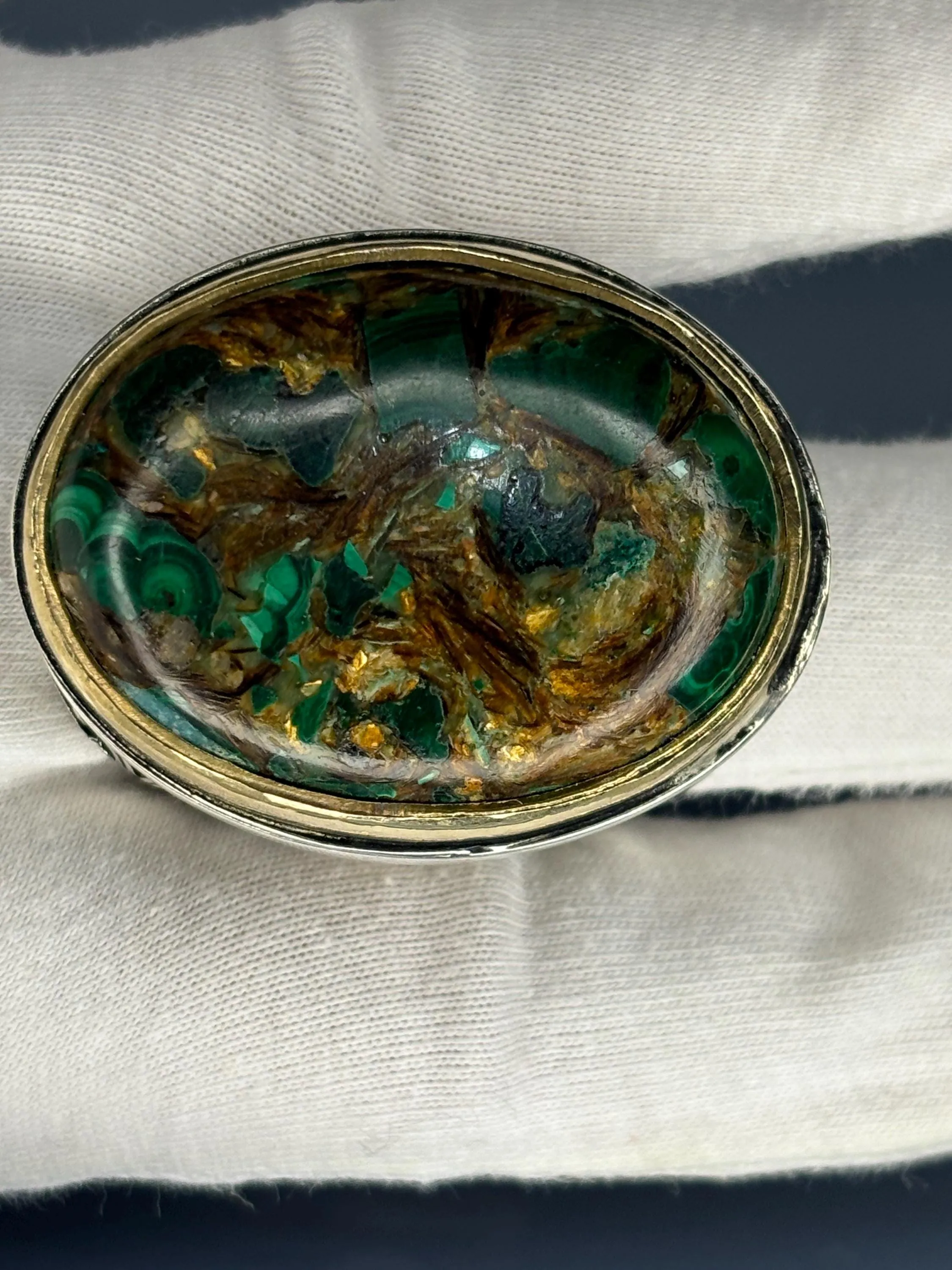 Turkish Handmade Jewelry 925 Sterling Silver Malachite Stone Men's Rings