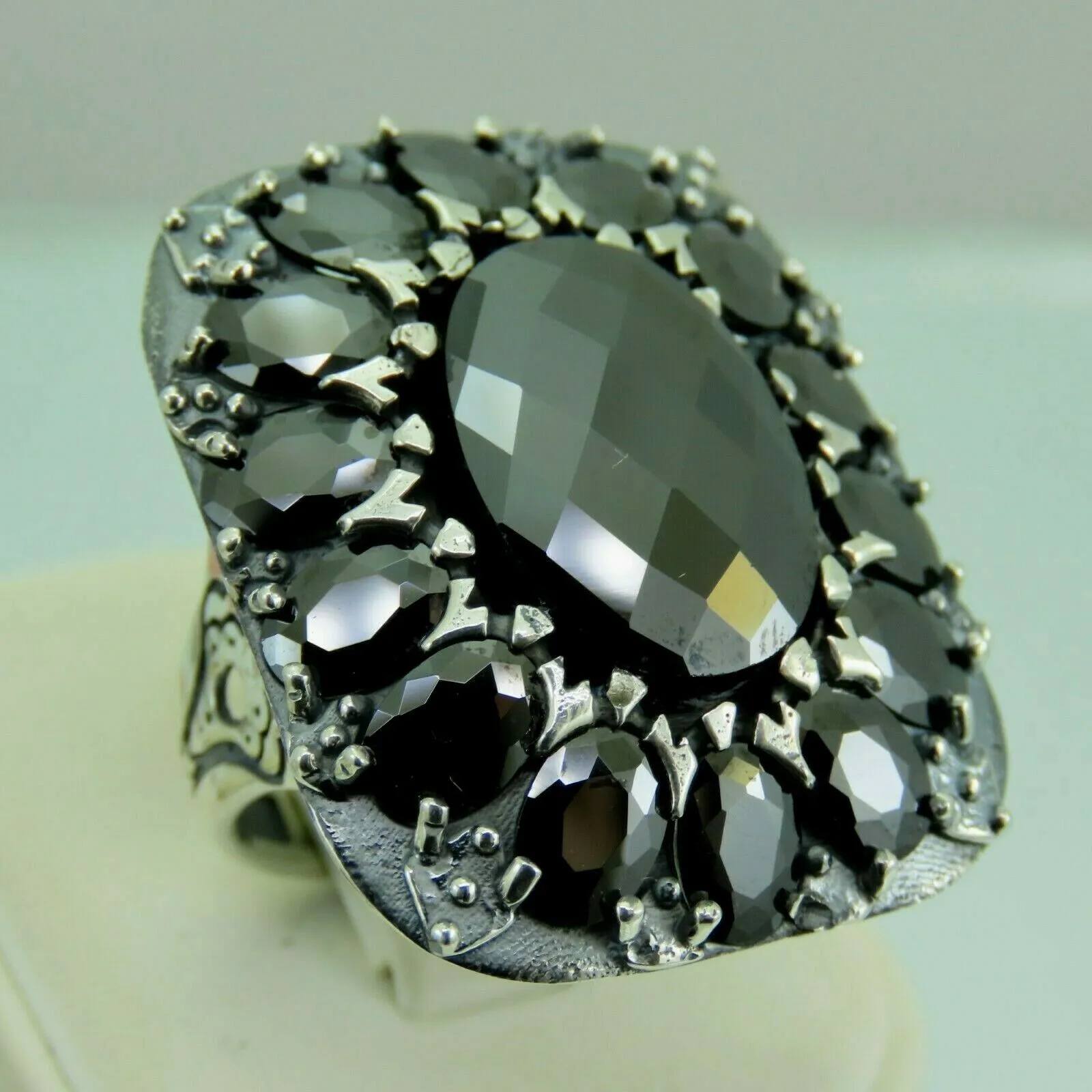 Turkish Handmade Jewelry 925 Sterling Silver Onyx Stone Mens Rings