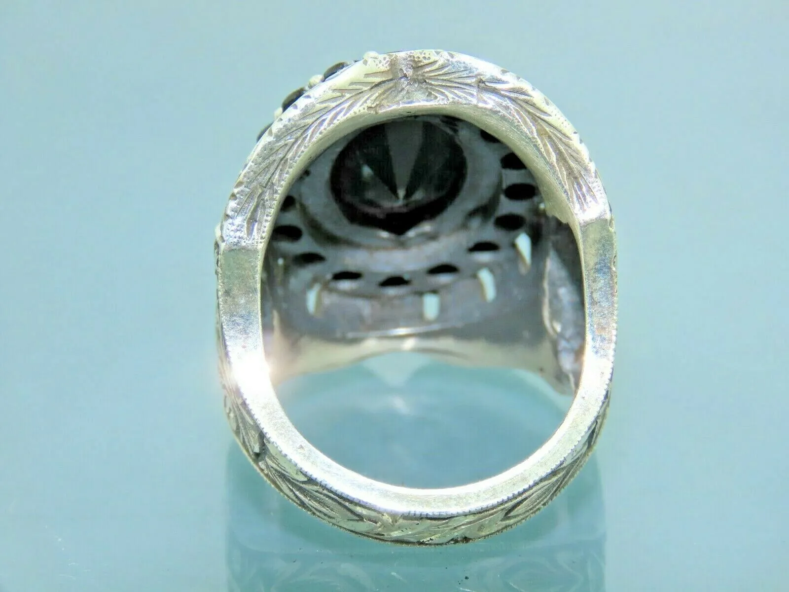 Turkish Handmade Jewelry 925 Sterling Silver Onyx Stone Mens Rings