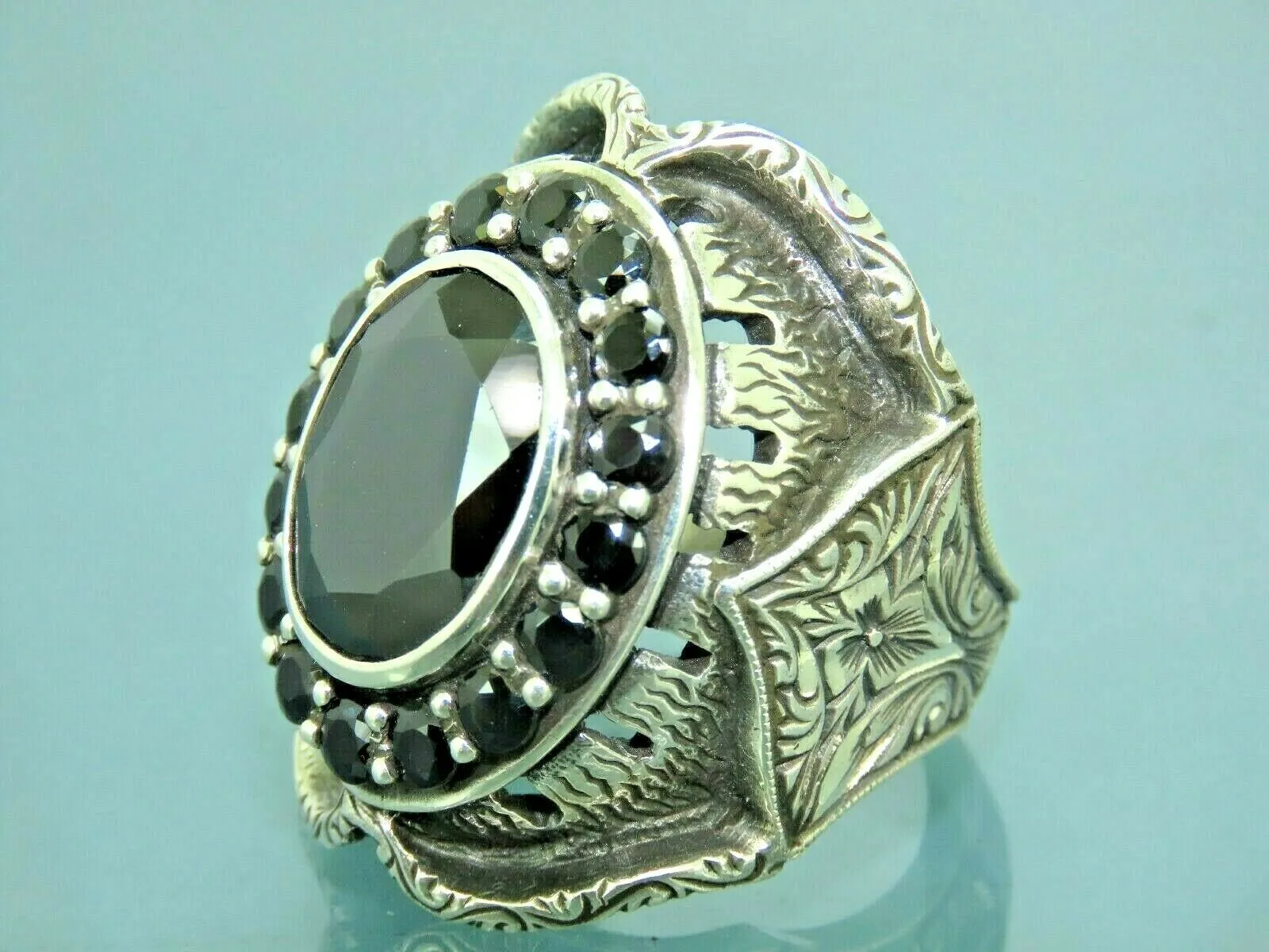 Turkish Handmade Jewelry 925 Sterling Silver Onyx Stone Mens Rings